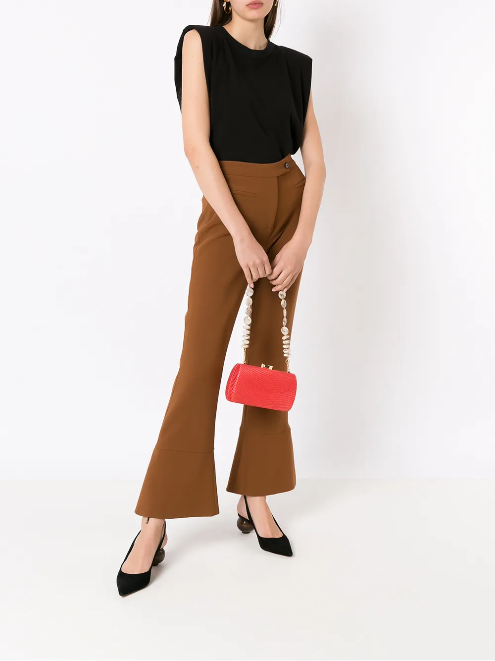 Image 2 of SERPUI Farah straw clutch bag