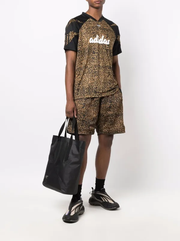 Adidas brown SPRT leopard-print football T-shirt for men | H06731 at  Farfetch.com