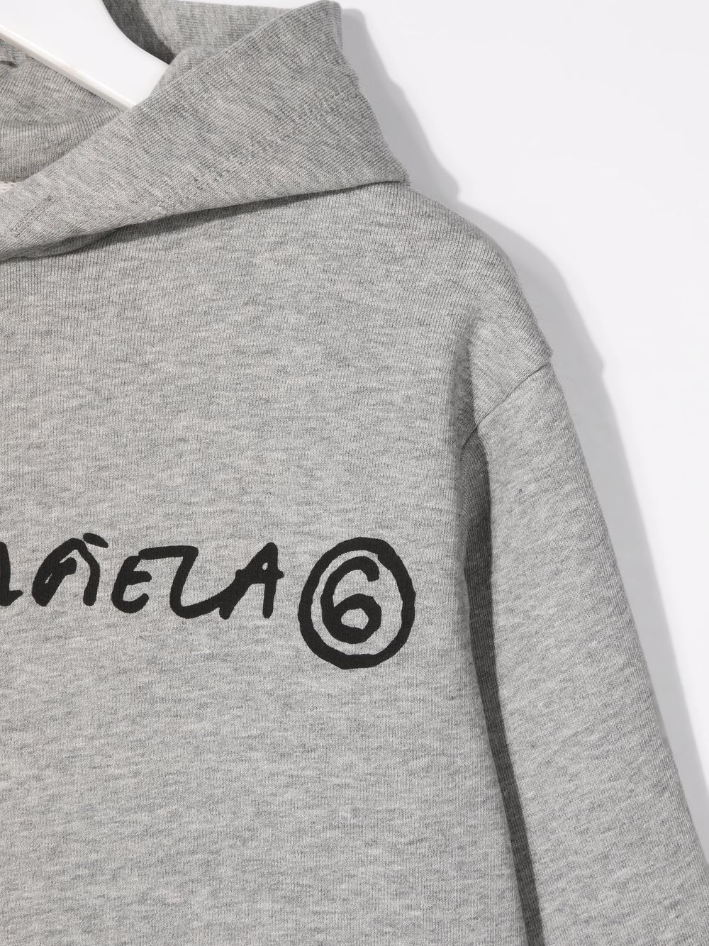 Shop Mm6 Maison Margiela Logo-print Cropped Fleece Hoodie In Grey