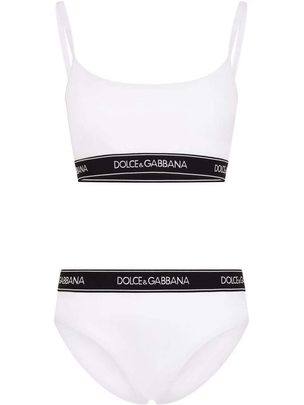 

Dolce & Gabbana bikini con detalle de franja del logo - Blanco