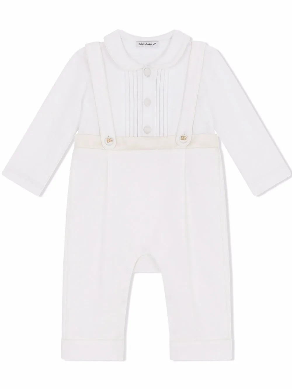 

Dolce & Gabbana Kids mameluco con pechera plisada - Blanco