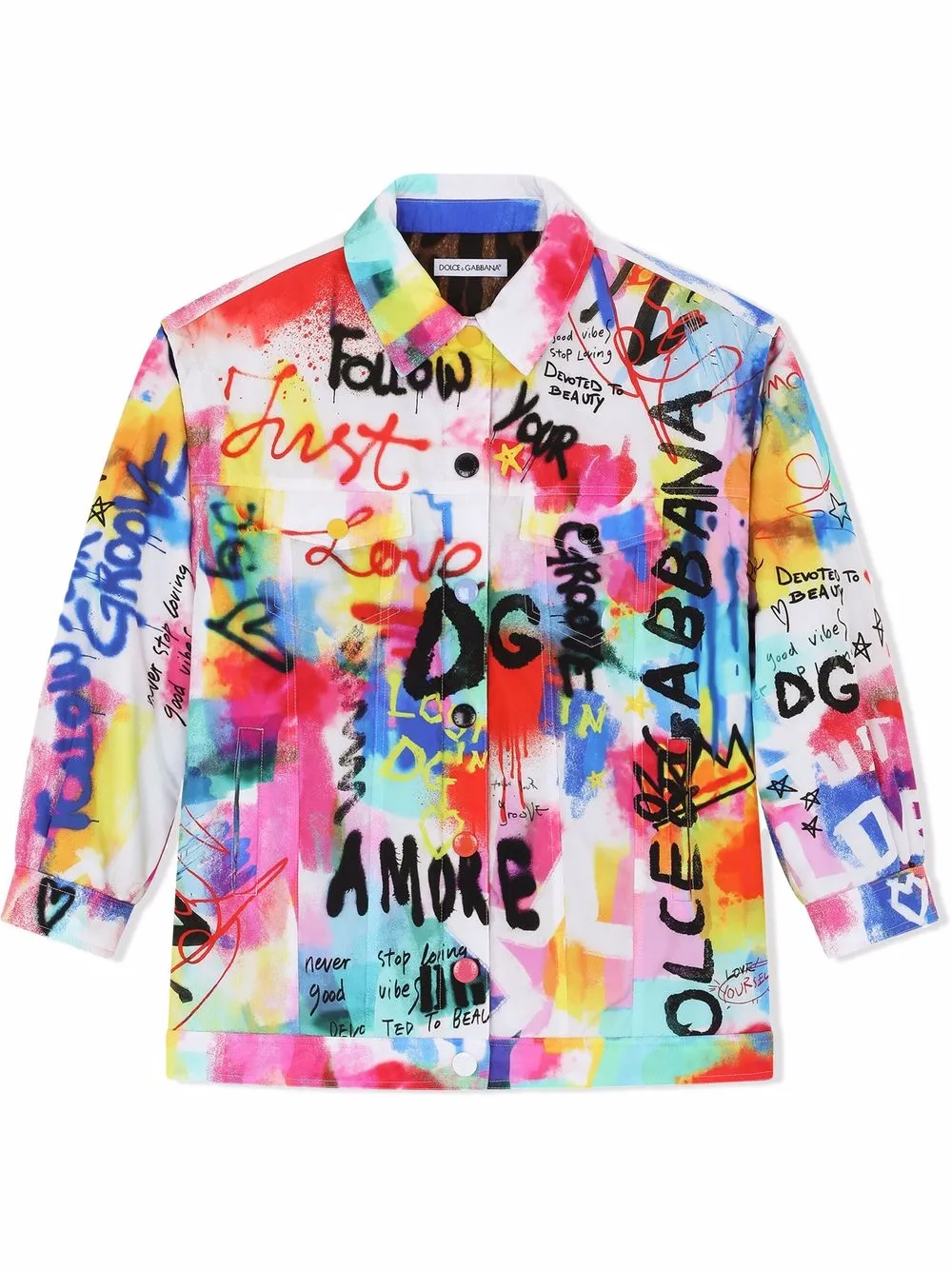 

Dolce & Gabbana Kids DG graffiti-print denim jacket - White