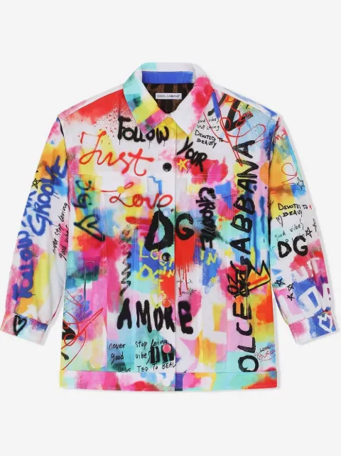 Dolce & Gabbana Kids DG graffiti-print denim jacket