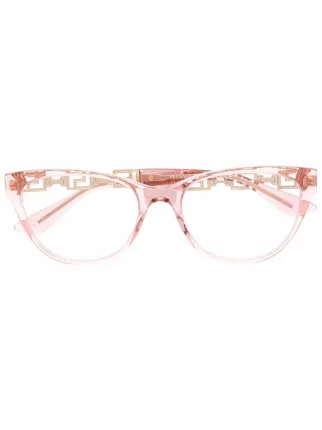 pink frame glasses