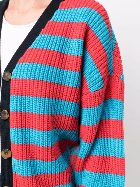 STAUD Essex knitted striped cardigan 