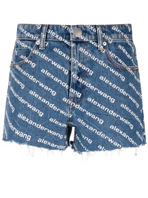 Short en jean à logo imprimé - Alexander Wang - Modalova