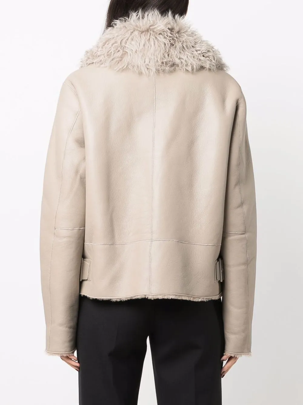 Liska Shearling-trim Sheepskin Jacket In Nude