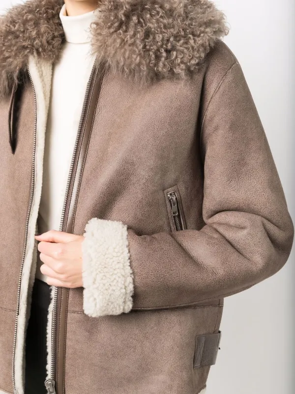 shearling trim coat