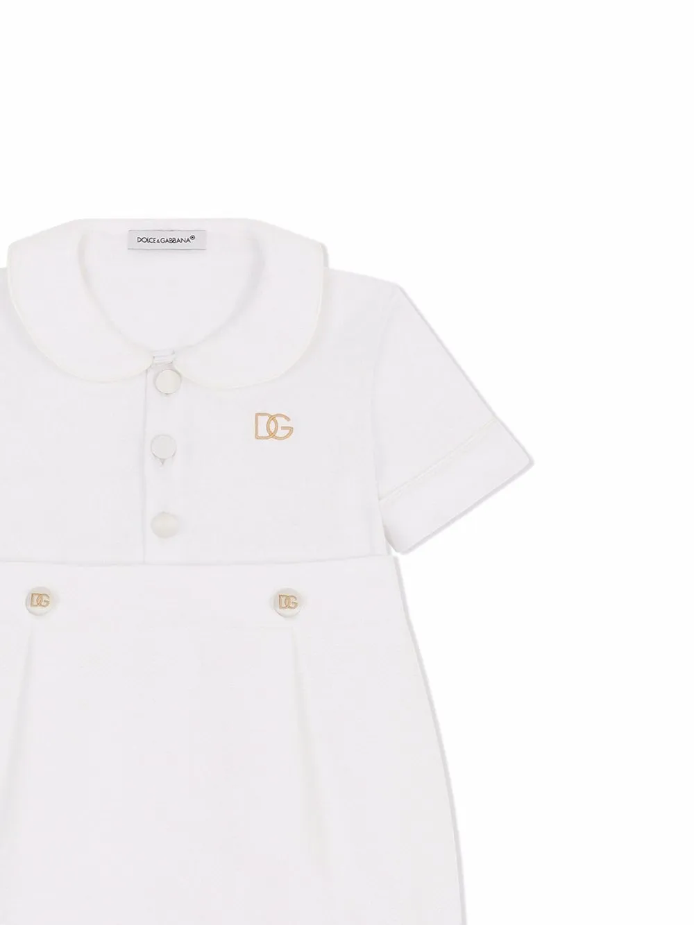  Dolce & Gabbana Kids Pikee Strampler Mit Logo Stickerei   Weiß 