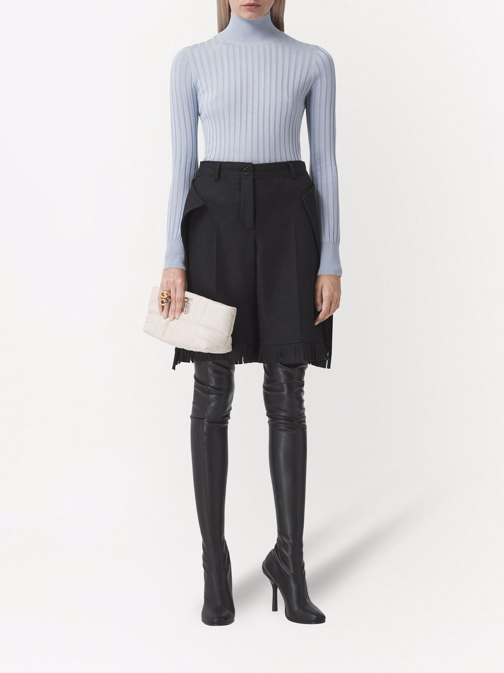 Shop Burberry Ribbed-knit Mock-neck Top In Blau