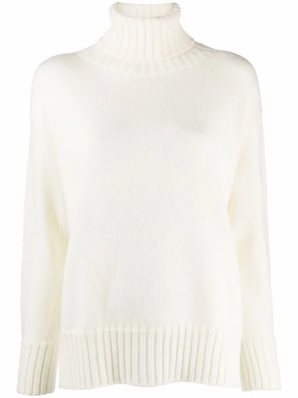 Drumohr Roll-neck Drop-shoulder Sweater in Neutrals