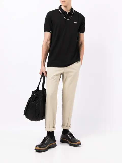 BOSS logo-print cotton-blend polo shirt 