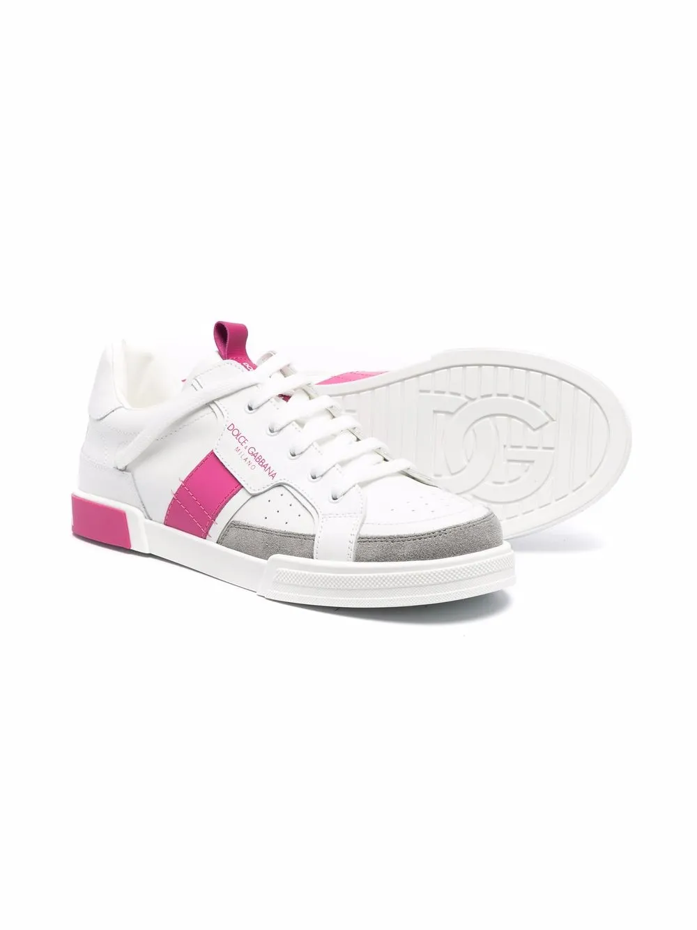 Dolce & Gabbana Kids TEEN colour-block leather sneakers White