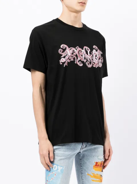 Shop AMIRI floral logo-print T-shirt 