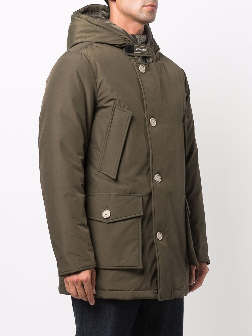 Shop Woolrich Hooded Padded Coat In Green