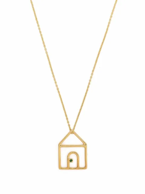 Aliita 9kt yellow gold house emerald pendant necklace