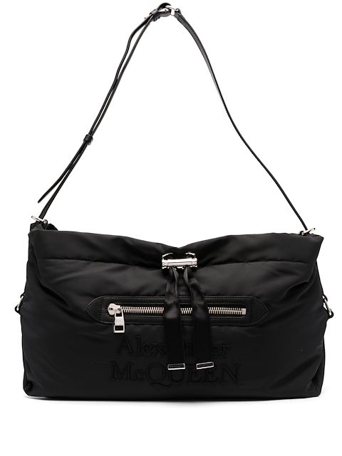 Alexander McQueen large logo-embroidered shoulder bag