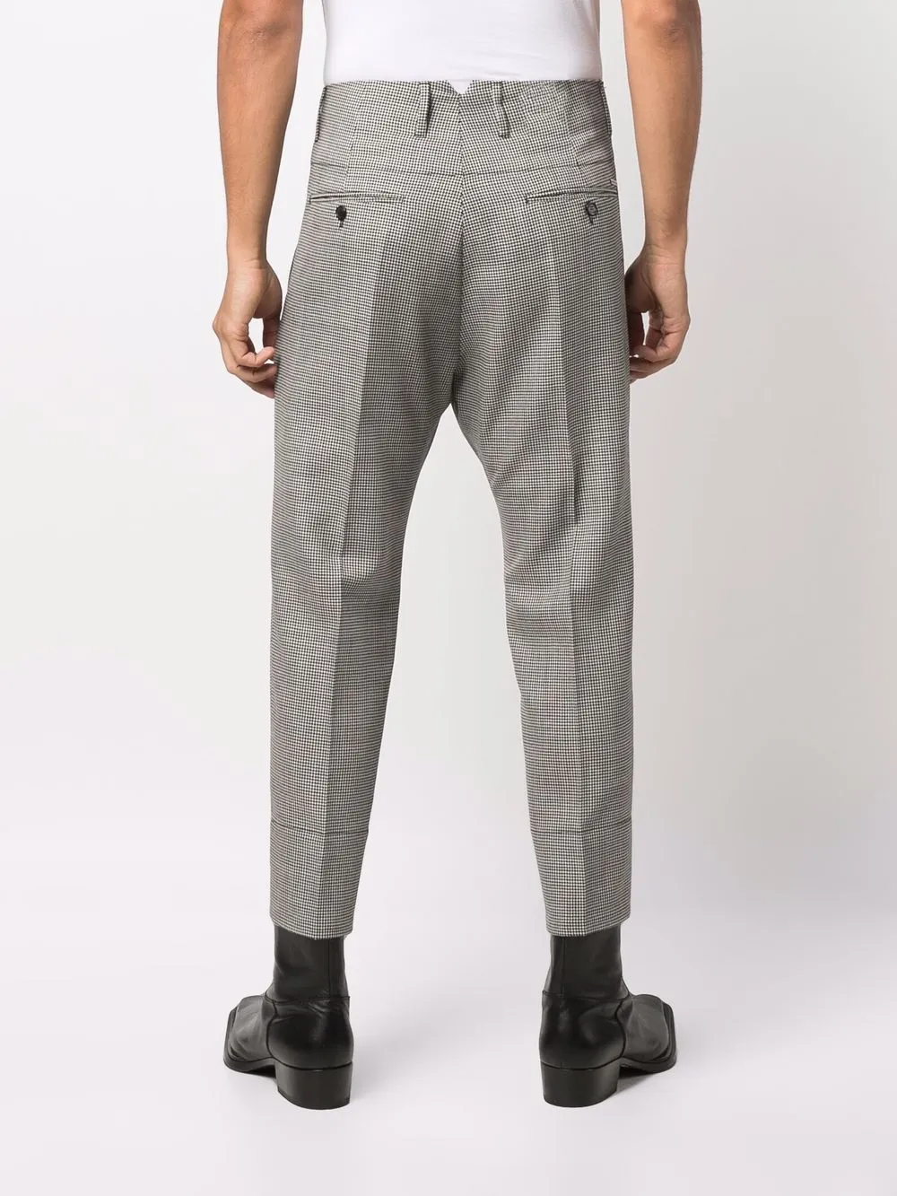 Dsquared2 Houndstooth-patterned Cropped Tailored Trousers In Schwarz