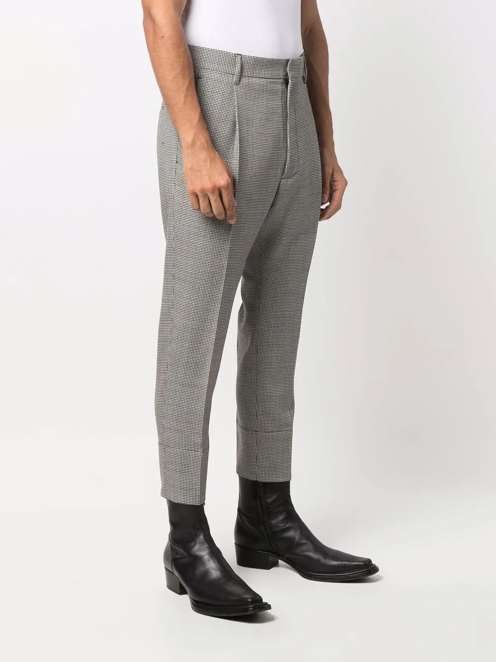 Dsquared2 Houndstooth-patterned Cropped Tailored Trousers In Schwarz