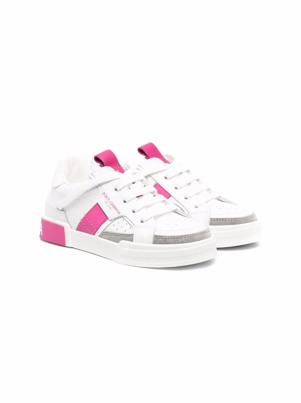 

Dolce & Gabbana Kids colour-block leather sneakers - White