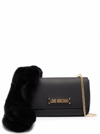 Love Moschino faux fur Trim Shoulder Bag Farfetch