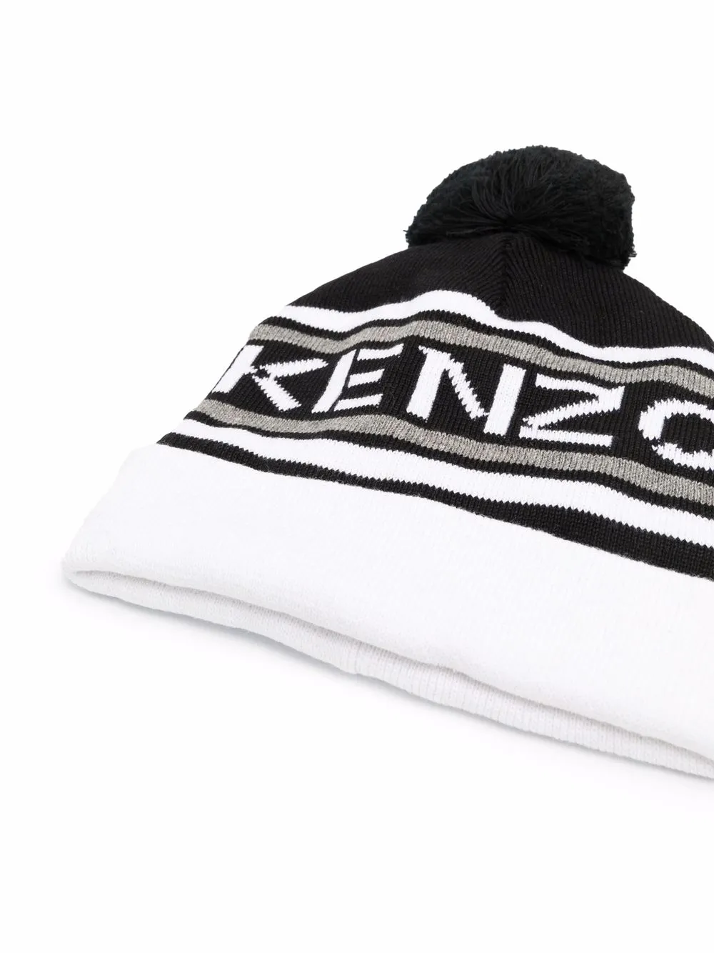 Shop Kenzo Logo-print Knitted Beanie In Black