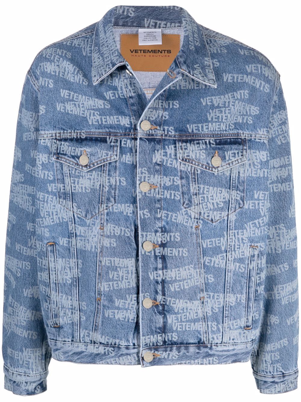 VETEMENTS logo-print Denim Jacket - Farfetch