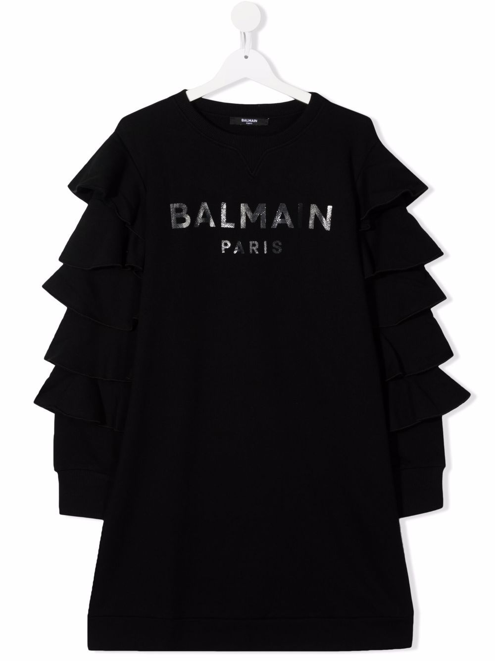 BALMAIN TEEN LOGO-PRINT SWEATER DRESS