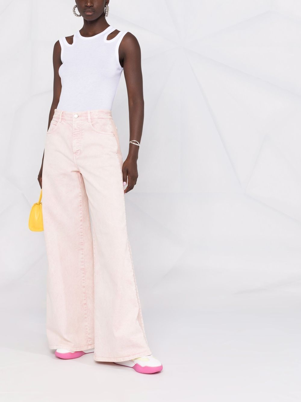 Shop Stella Mccartney Logo-tape Wide Jeans In Pink