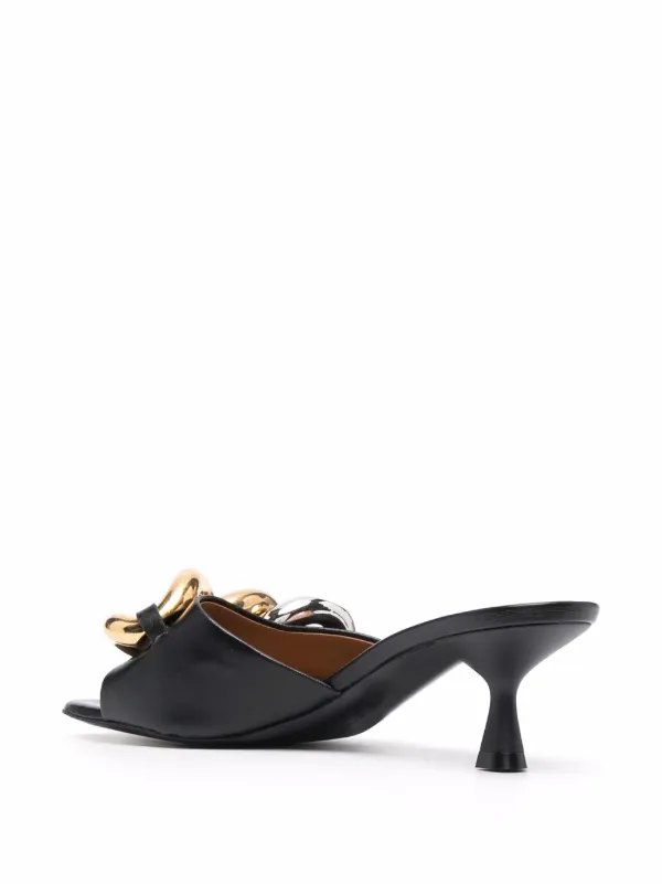 Stella McCartney 55mm chain-link Sandals | Black | FARFETCH JO