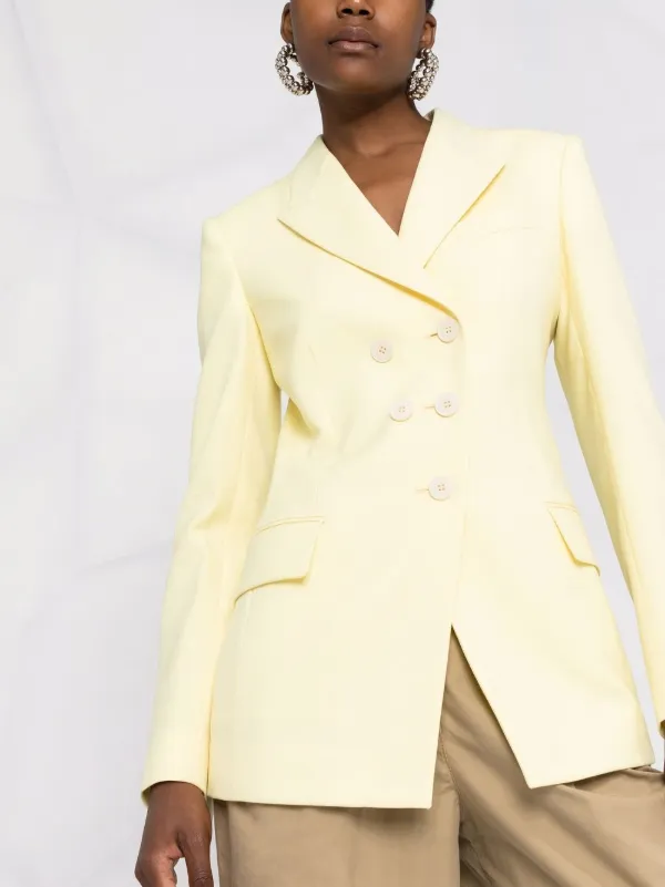 【関税&送料込】Stella Mccartney Double-Breasted Blazer Light brown Double-breasted striped wool-blend blazer