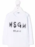 MSGM Kids logo-print long-sleeved T-shirt - White