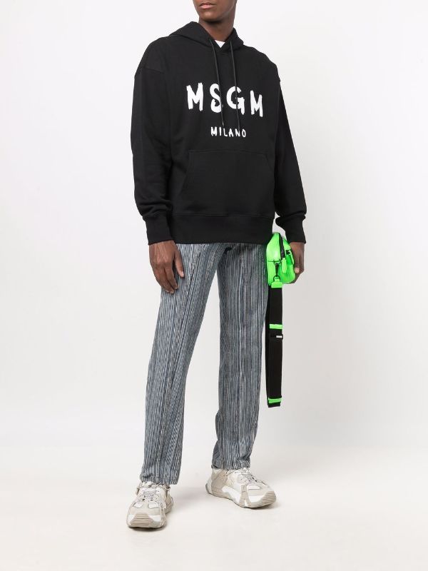 MSGM Graphic-print Cotton Hoodie in Blue for Men