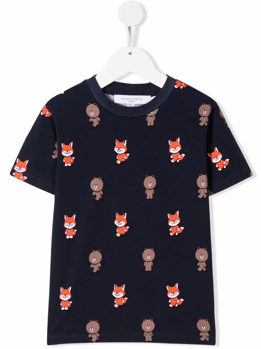 Maison Kitsuné X Line Friends Logo-print Cotton T-shirt In Navy