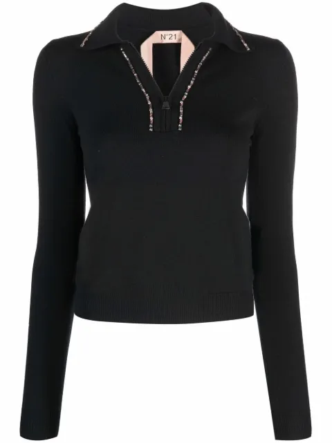 embellished polo neck