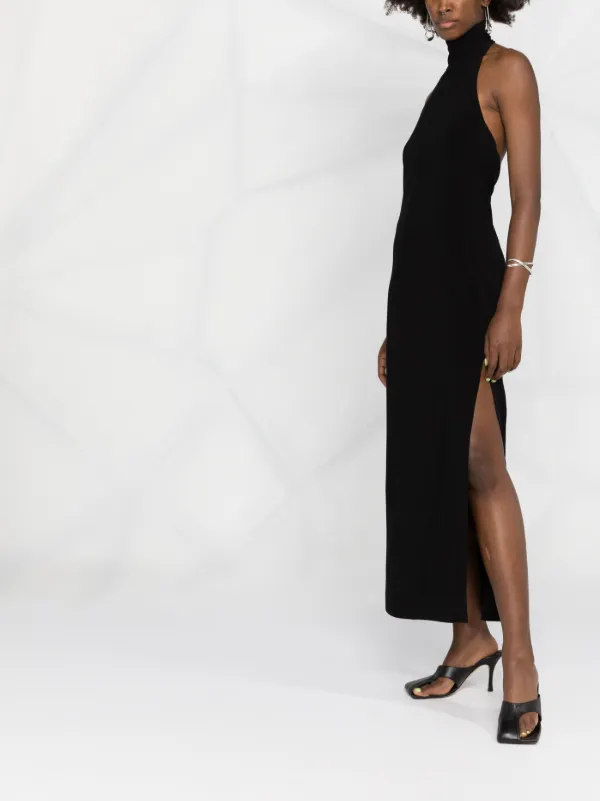 Norma Kamali side-slit Detail Halter Dress | Black | FARFETCH