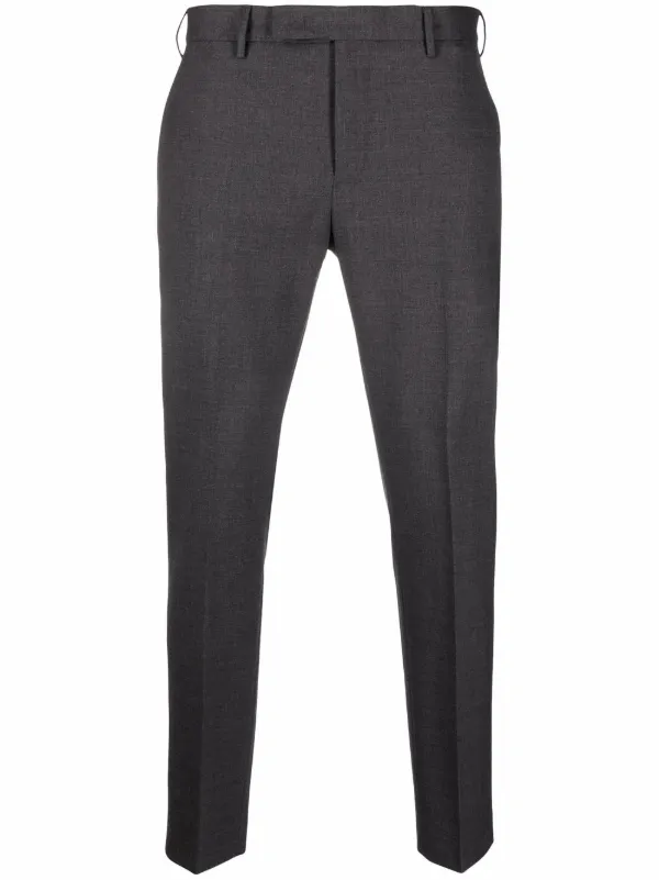 PT Torino Pressed-crease Charm-detail Tailored Trousers in Grey
