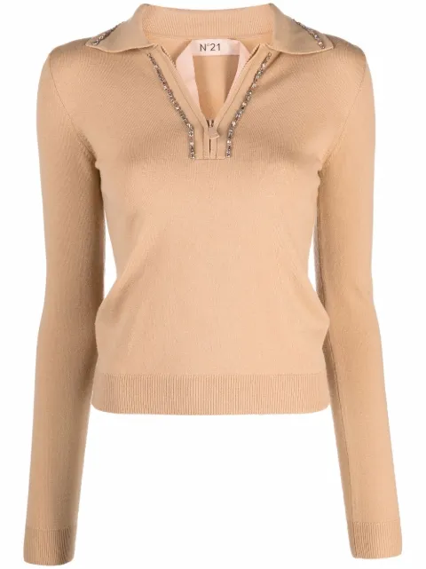 embellished polo neck