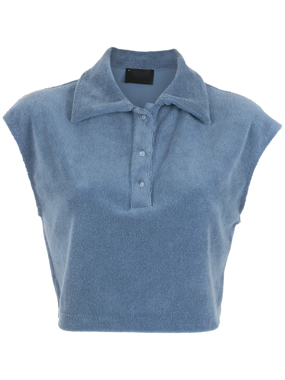 

Andrea Bogosian cropped velvet polo shirt - Blue