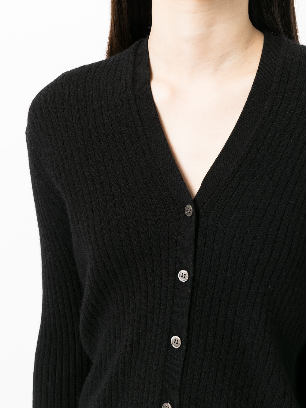 Shop Cashmere In Love Inez Ribbed-knit Cropped Cardigan In Schwarz