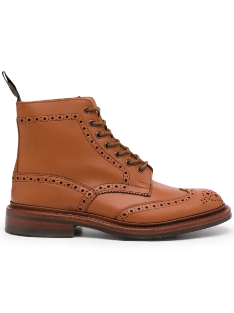 perforated-design leather boots 