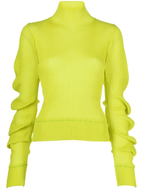 Bottega Veneta gathered-sleeve rollneck top
