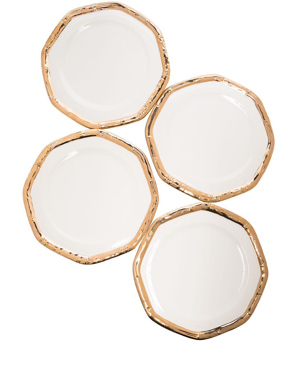 Les-Ottomans Bamboo set of four ceramic plates (27cm) - White