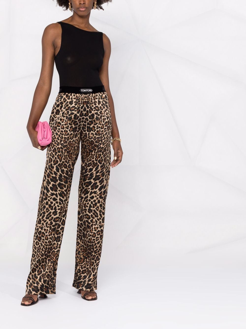 Shop Tom Ford Leopard-print Straight-leg Trousers In Neutrals