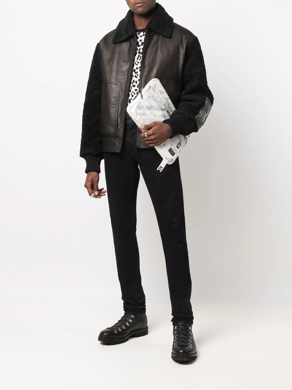 Versace Jeans Couture Bomberjack met lammy vlak - Zwart