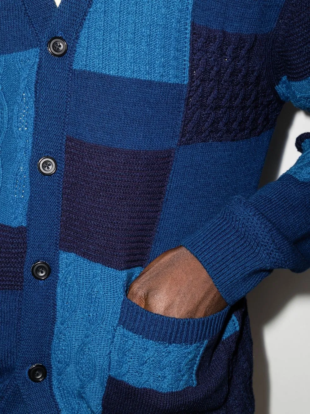 BEAMS PLUS Patchwork Cotton Cardigan 