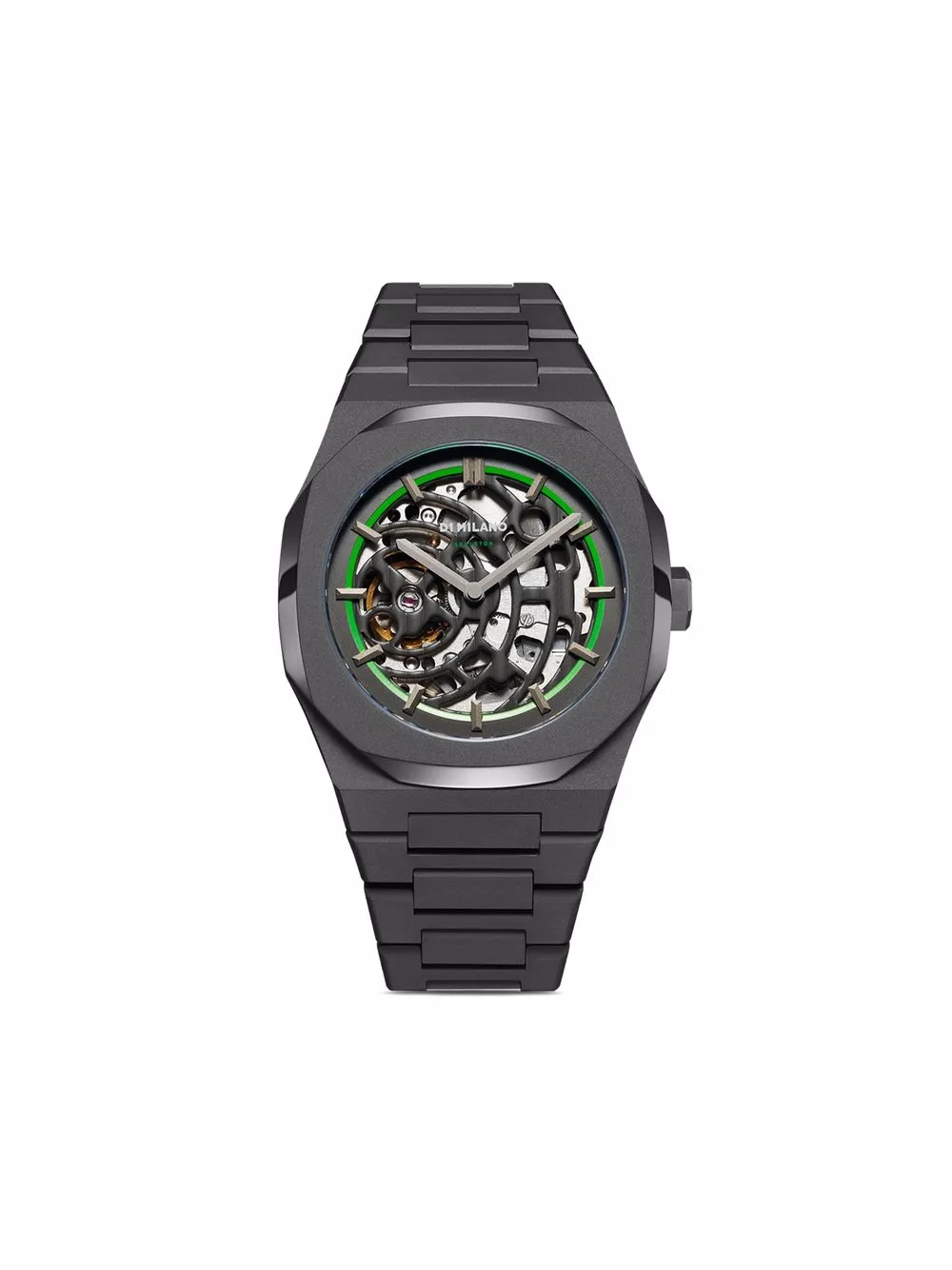 фото D1 milano наручные часы sandblast green skeleton 41.5 мм