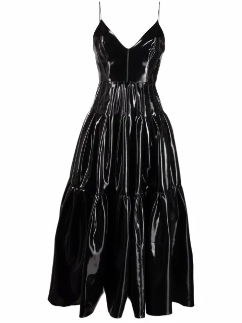 alex perry 漆皮效果无袖超长连衣裙