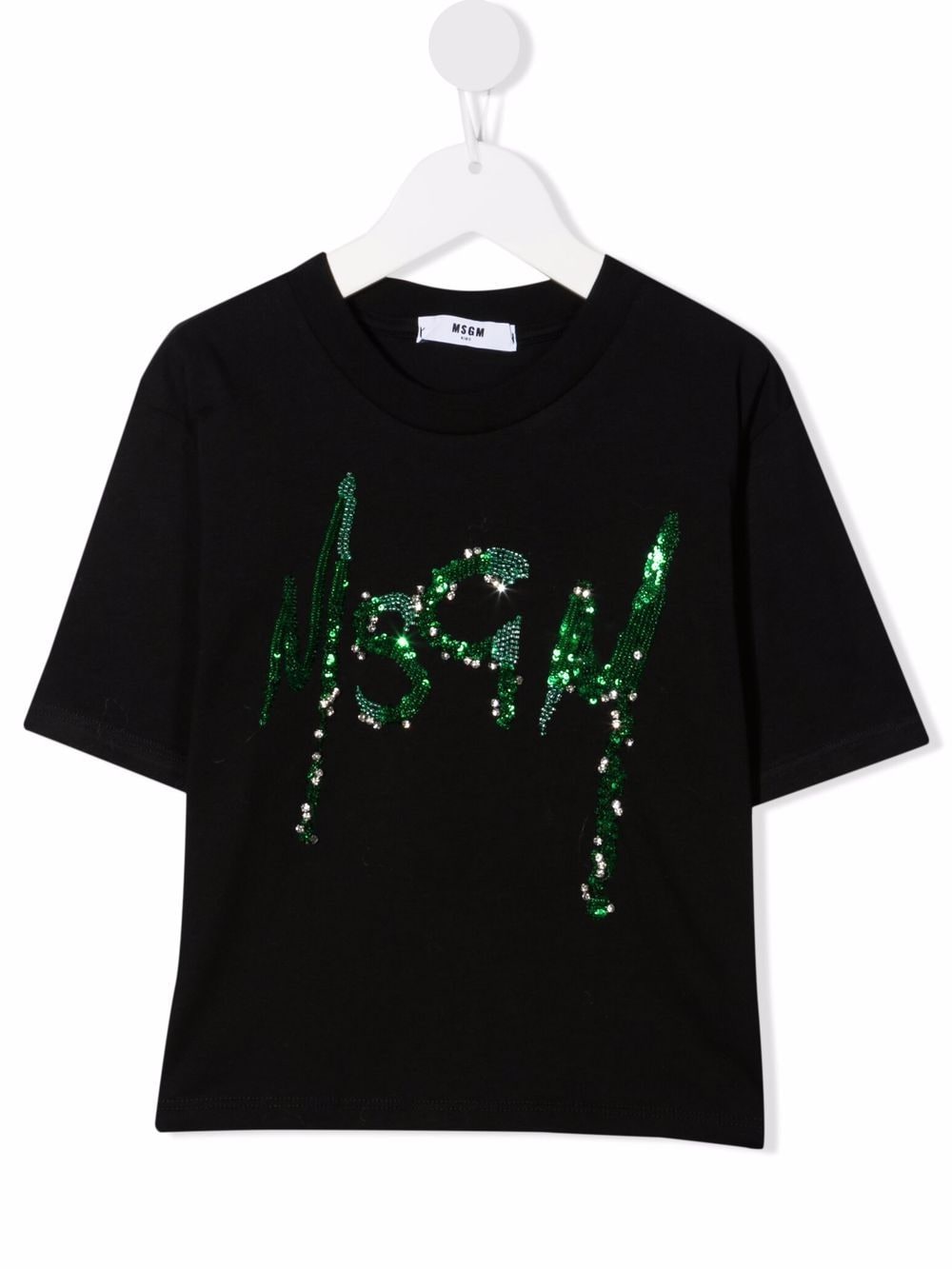 Image 1 of MSGM Kids sequin-logo cropped T-shirt