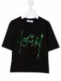 MSGM Kids sequin-logo cropped T-shirt - Black